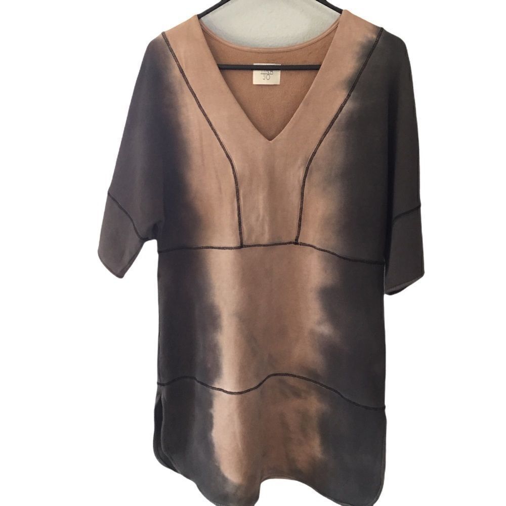 Anthropology Tina + Jo sweater short sleeve tunic length reverse tie dyed sz sm